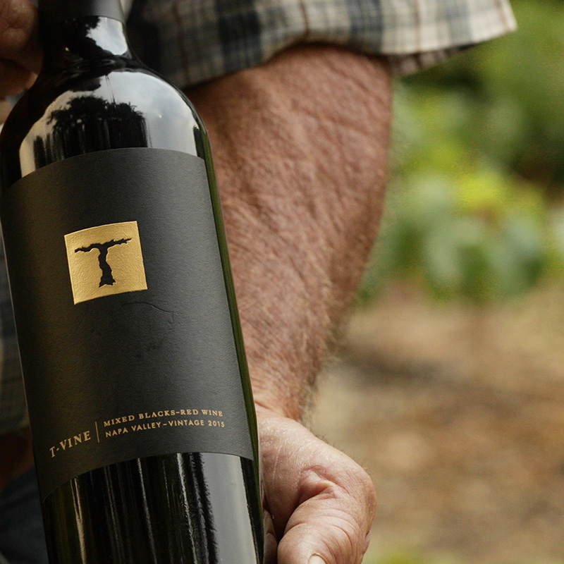 Bottle of T-Vine Mixed Blacks made from Vyborny grapes